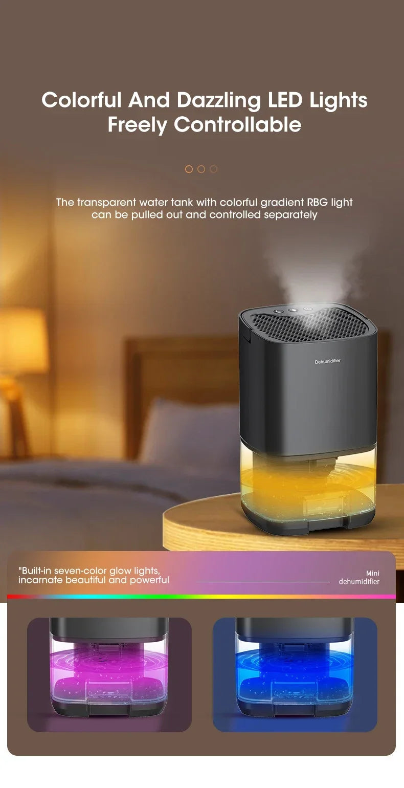 Mini Smart Dehumidifier – Silent Moisture Absorption for Home