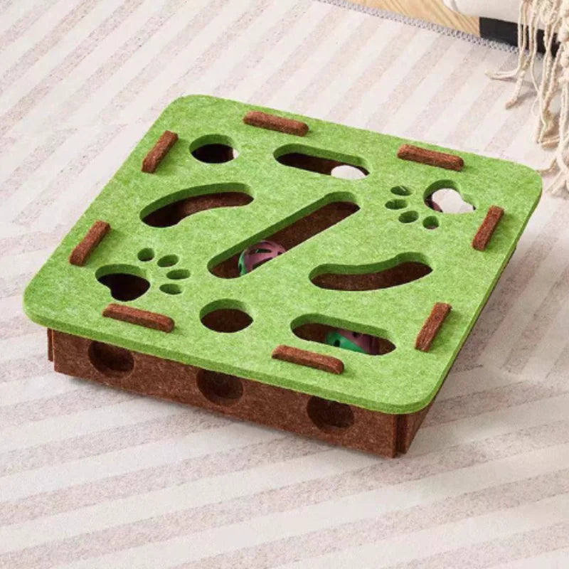 Interactive Cat Maze Puzzle Toy – Bell Ball Dig Hole Box