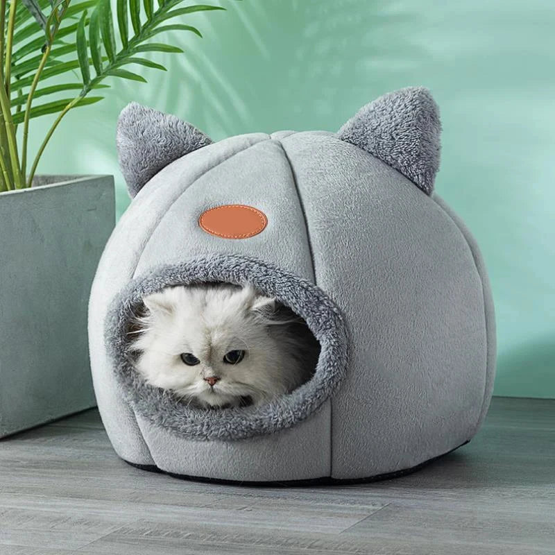 Winter Cozy Cat Bed – Deep Sleep Tent Nest for Small Pets