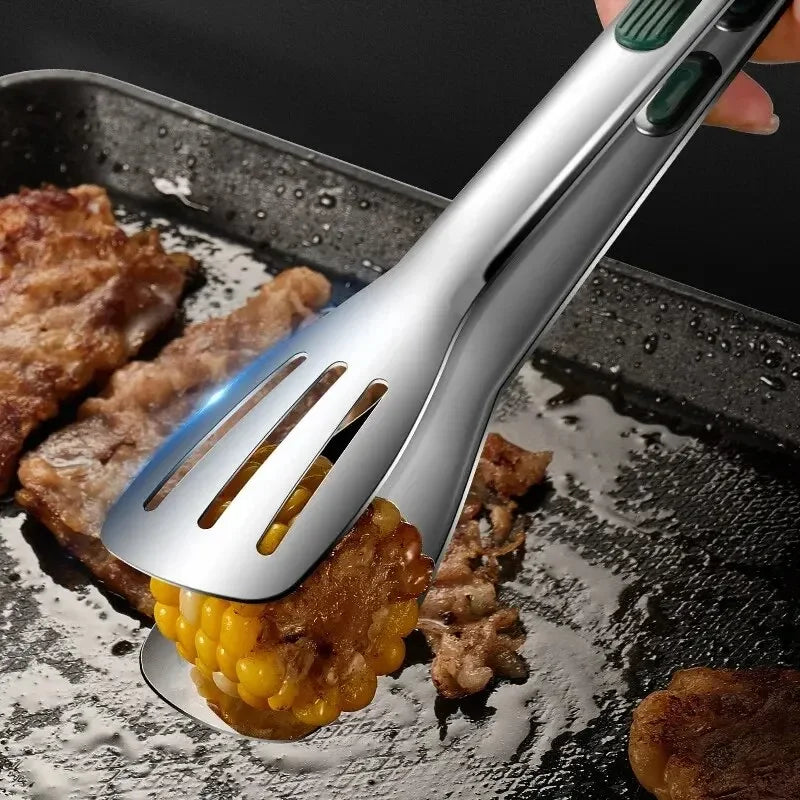 Non-Slip Stainless Steel Food Tongs – Kitchen & BBQ Clip