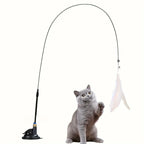 Interactive Cat Teaser Wand – Bell & Feather Toy with Suction Cup Pole