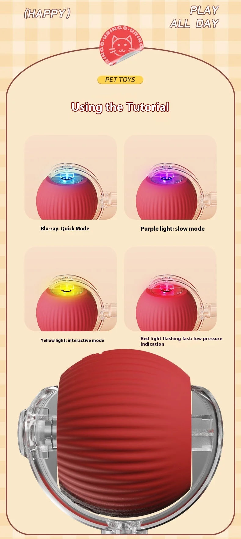 Automatic Rolling Cat Ball Toy – Smart Sensor Rechargeable