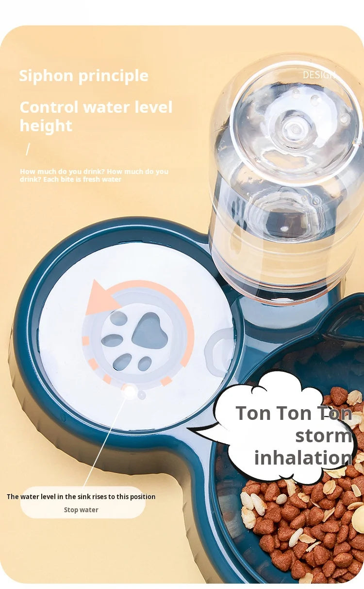 3-in-1 Tilted Pet Bowl Set – Gravity Water Feeder & Food Bowl