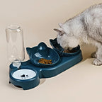 3-in-1 Tilted Pet Bowl Set – Gravity Water Feeder & Food Bowl