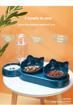 3-in-1 Tilted Pet Bowl Set – Gravity Water Feeder & Food Bowl