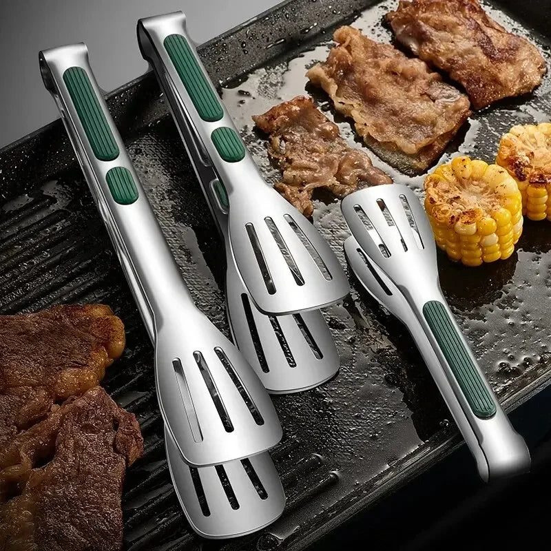 Non-Slip Stainless Steel Food Tongs – Kitchen & BBQ Clip