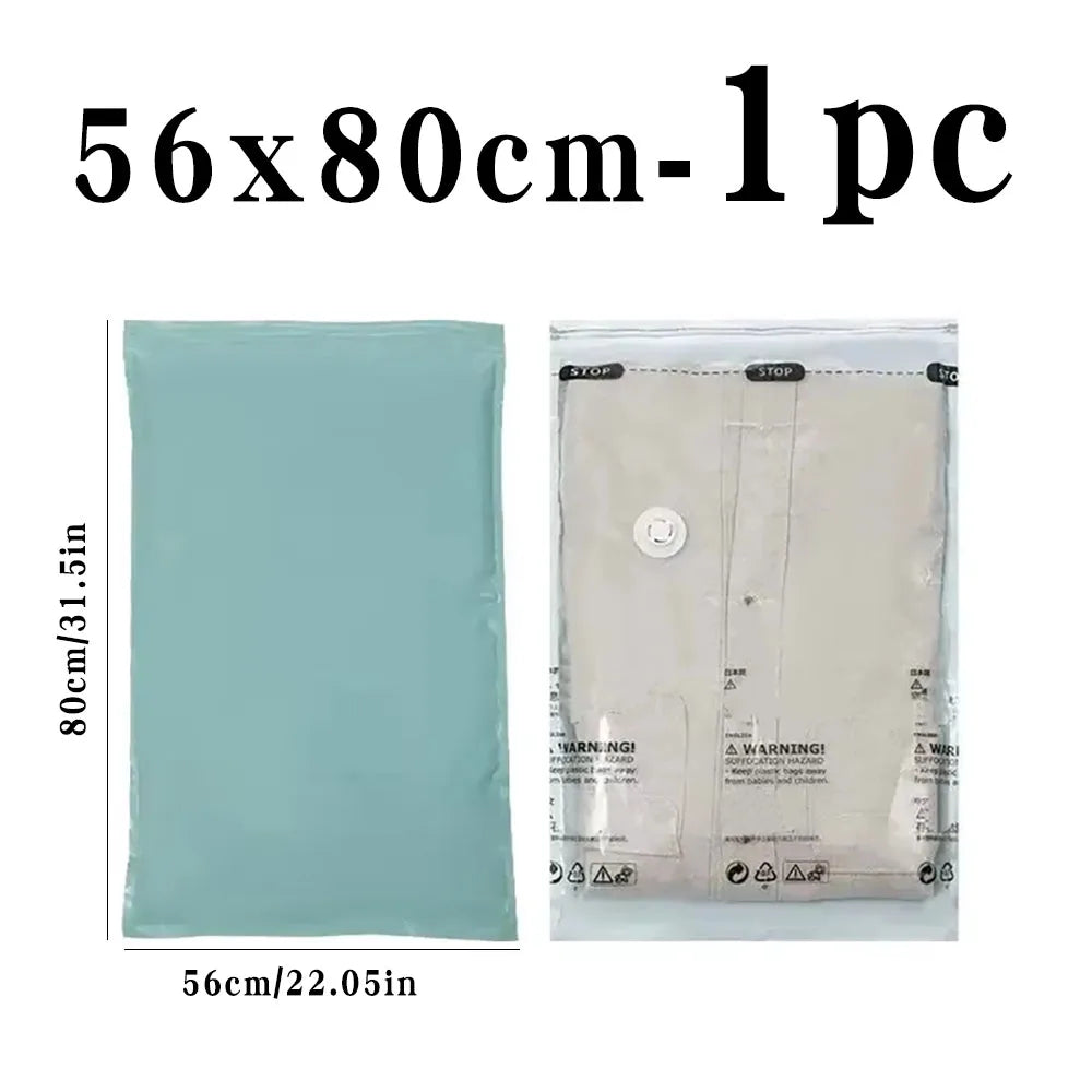 No-Pump Vacuum Storage Bags – Large Reusable Compression Bags