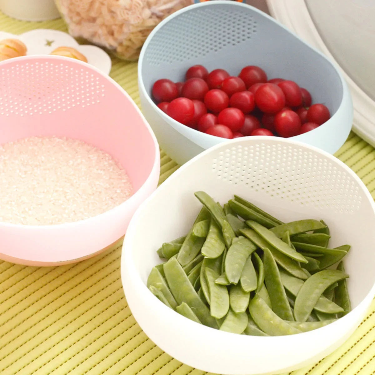 Multifunctional Rice Wash Basket – Kitchen Strainer & Washing Basin