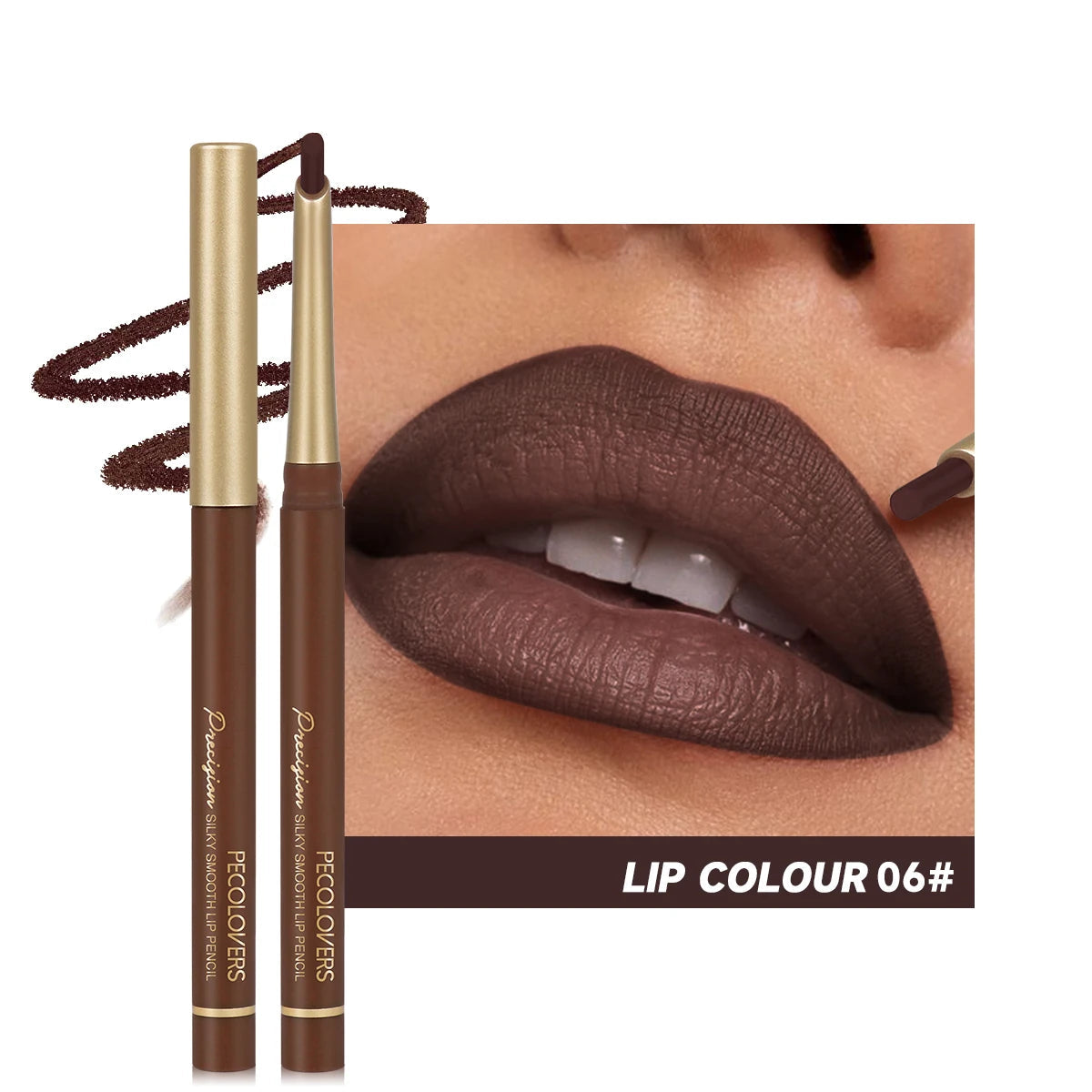 Matte 6-Color Lip Liner Pencil Set – Nude Brown Lip Contour