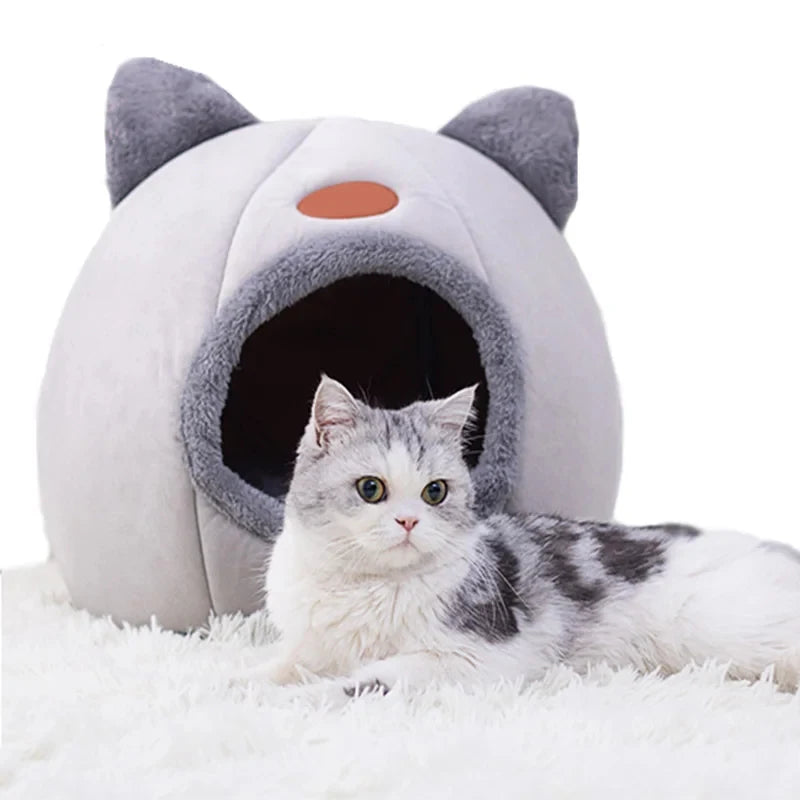 Winter Cozy Cat Bed – Deep Sleep Tent Nest for Small Pets