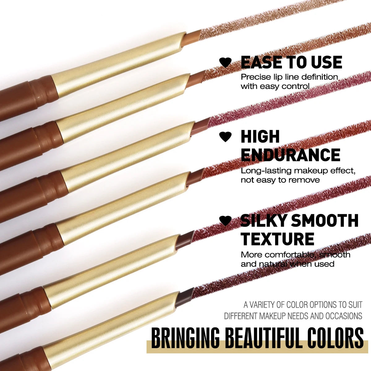 Matte 6-Color Lip Liner Pencil Set – Nude Brown Lip Contour
