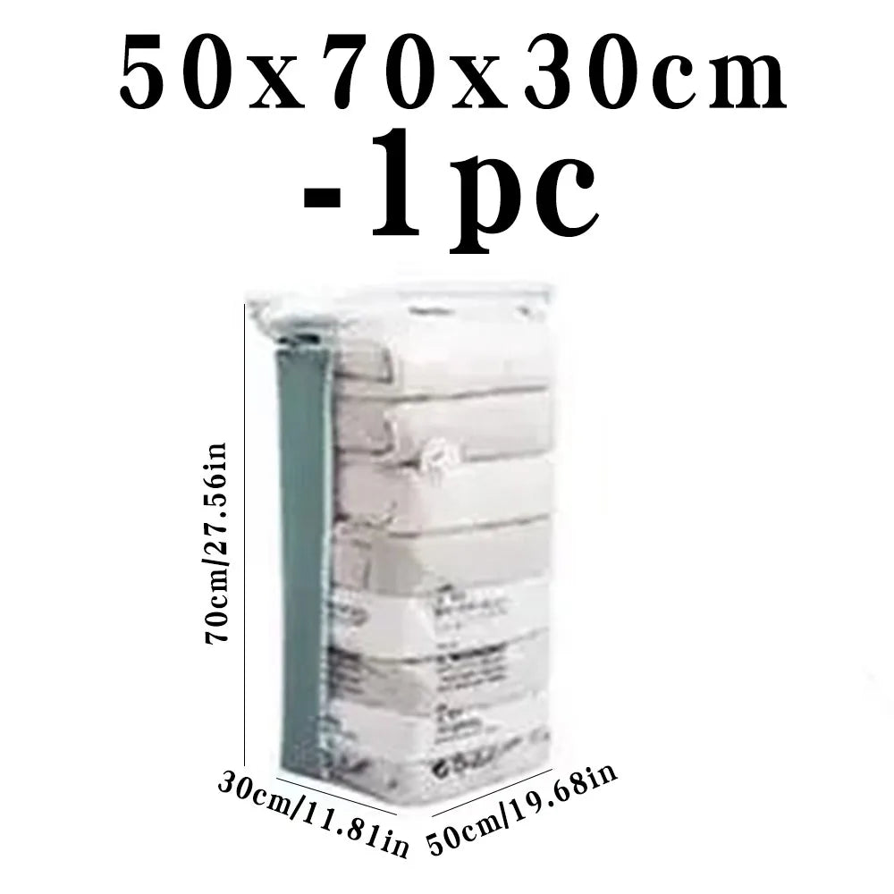 No-Pump Vacuum Storage Bags – Large Reusable Compression Bags