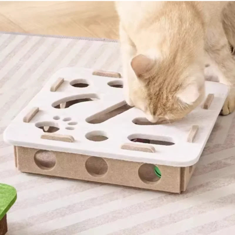 Interactive Cat Maze Puzzle Toy – Bell Ball Dig Hole Box