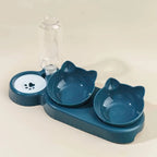 3-in-1 Tilted Pet Bowl Set – Gravity Water Feeder & Food Bowl