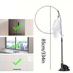 Interactive Cat Teaser Wand – Bell & Feather Toy with Suction Cup Pole