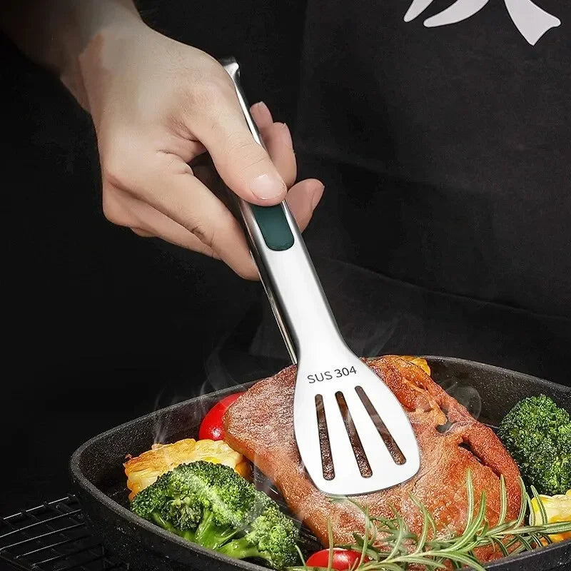 Non-Slip Stainless Steel Food Tongs – Kitchen & BBQ Clip