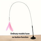 Interactive Cat Teaser Wand – Bell & Feather Toy with Suction Cup Pole