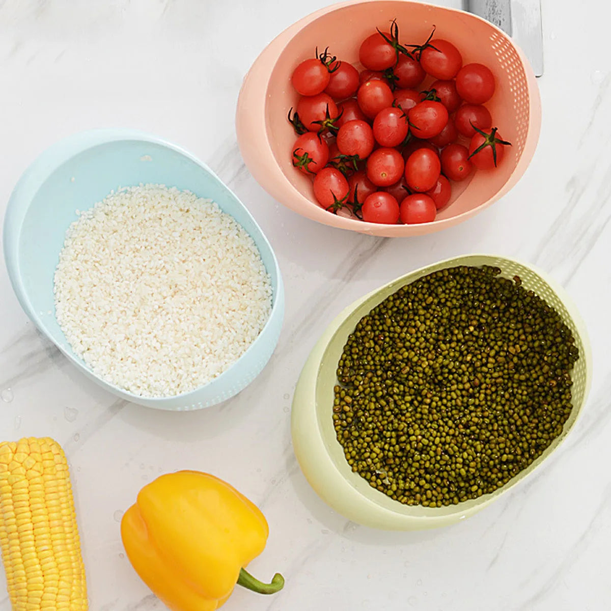 Multifunctional Rice Wash Basket – Kitchen Strainer & Washing Basin