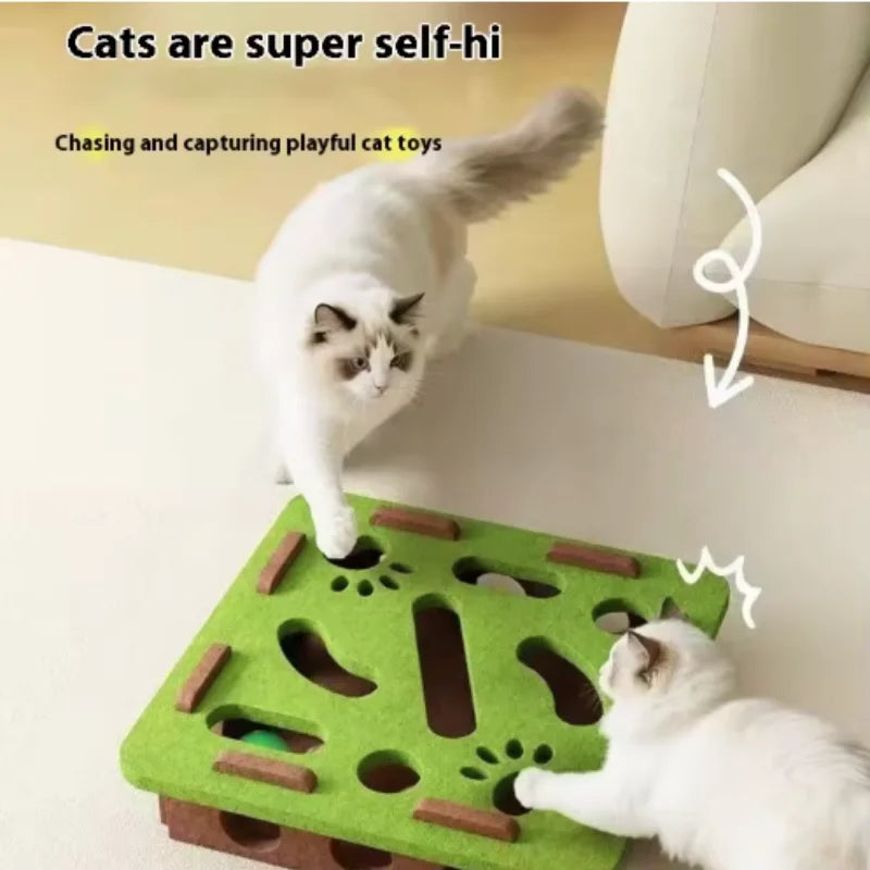 Interactive Cat Maze Puzzle Toy – Bell Ball Dig Hole Box