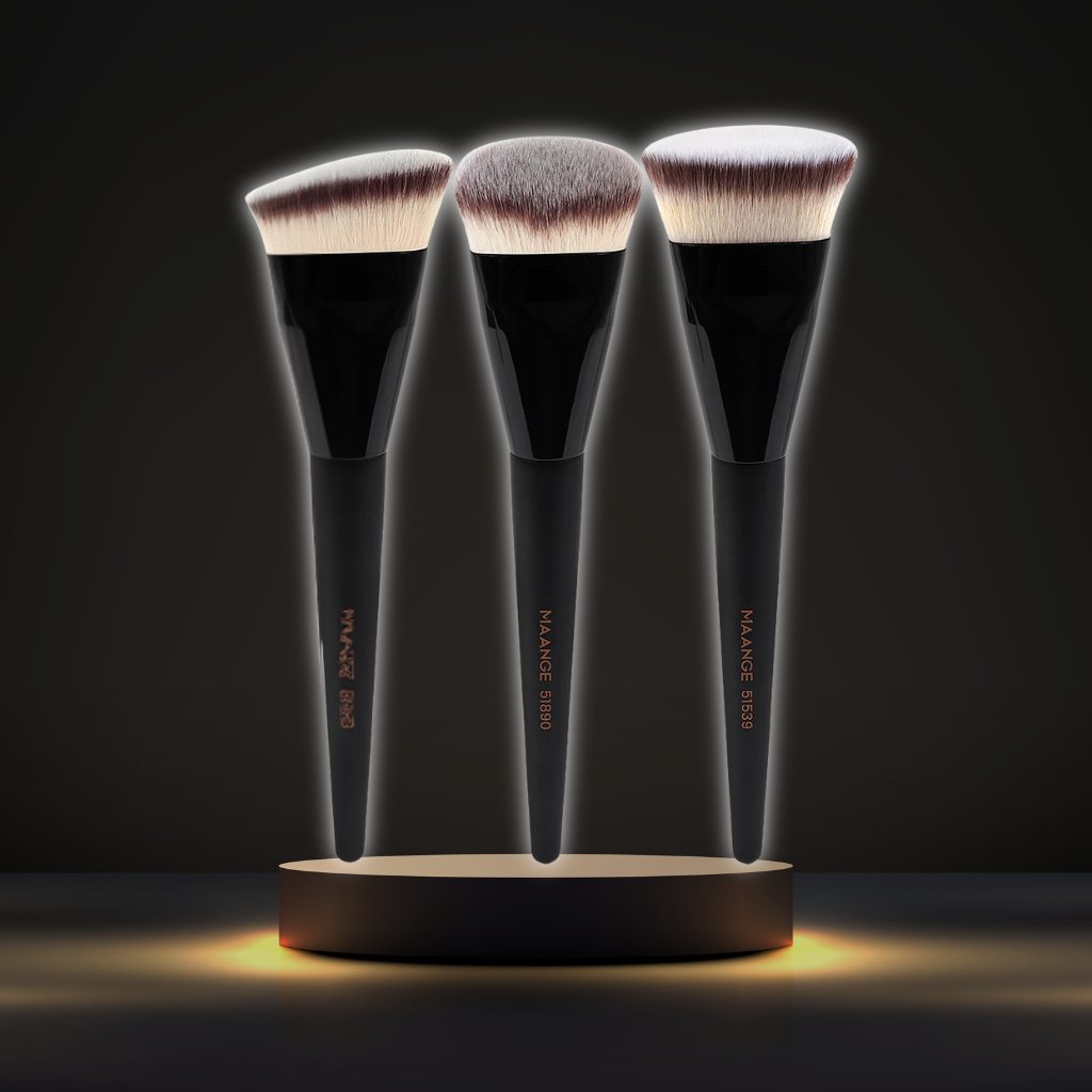 MAANGE 3pcs Makeup Brush Set – Soft Bristle Foundation Brushes with Box