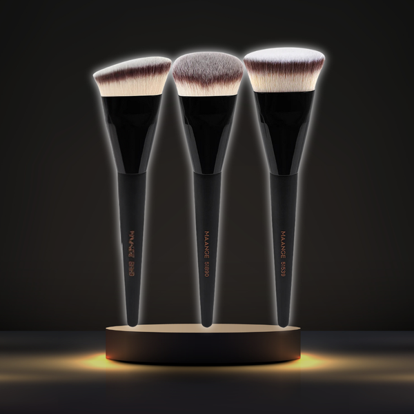 MAANGE 3pcs Makeup Brush Set – Soft Bristle Foundation Brushes with Box